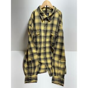 Redhead Men’s Button Front Plaid Yellow Black Long Sleeve Shirt Sz 2XL Western
